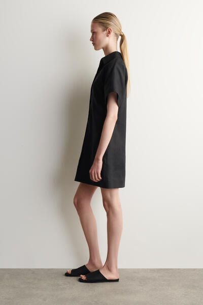 open-collar linen shirt dress COS Open-Collar Linen Shirt Dress