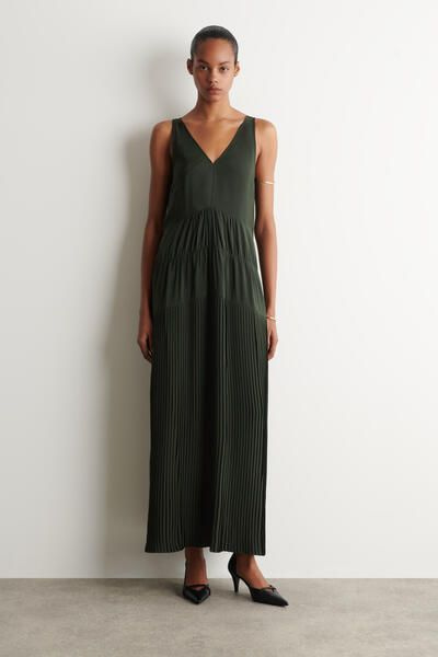cos pleated knitted maxi dress green COS Pleated Knitted Maxi Dress Slate Green Size XXS, S, & M RRP $225 HIRE $85 including cleaning & GST DM to book
