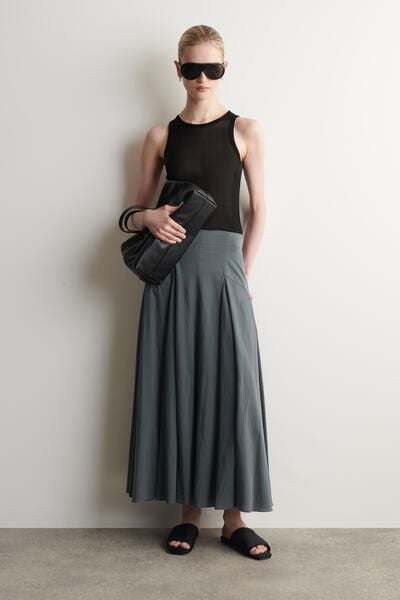 PANELED A-LINE MAXI SKIRT - STEEL BLUE | COS US
