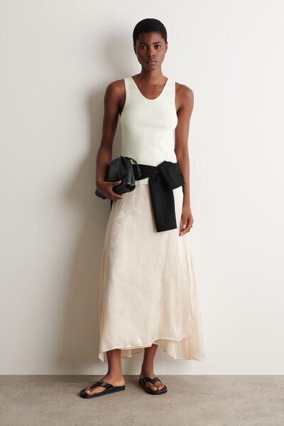 JACQUARD HANDKERCHIEF MIDI SKIRT - CREAM | COS US