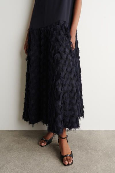 cos drop waist maxi dress TEXTURED DROPPED-WAIST MAXI DRESS - NAVY