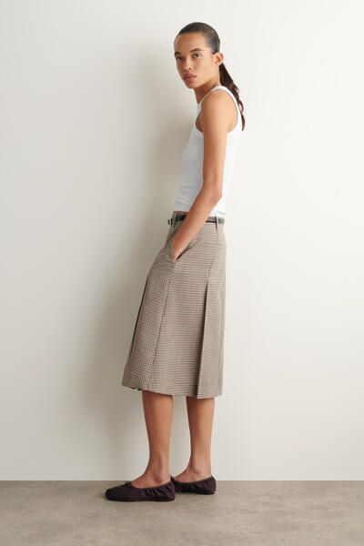 BOX-PLEAT CHECKED WOOL MIDI SKIRT - BEIGE / CHECKED | COS US