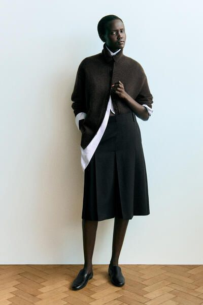 BOX-PLEAT WOOL MIDI SKIRT - BLACK | COS US