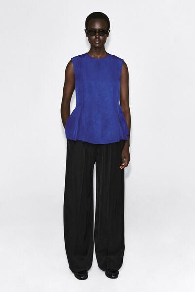 PLEATED PEPLUM TOP - COBALT BLUE | COS CA
