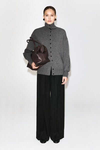 SCULPTED CASHMERE MOCK-NECK CARDIGAN - GRAY MÉLANGE | COS US