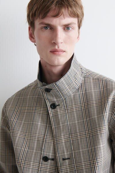 REVERSIBLE MOCK-NECK JACKET - GREEN / BEIGE / CHECKED | COS US