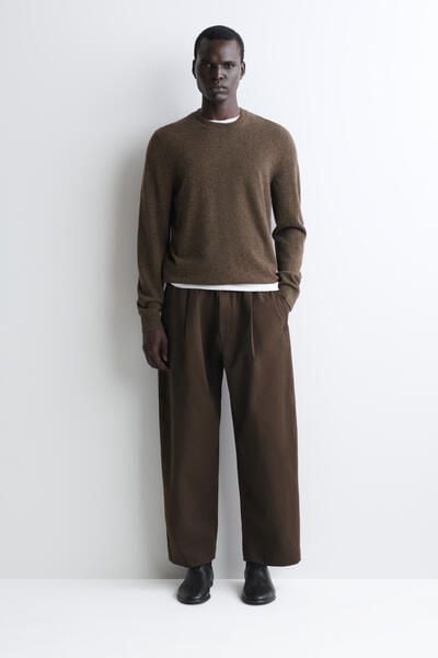 PLEATED RELAXED-FIT BARREL-LEG PANTS - BROWN | COS US