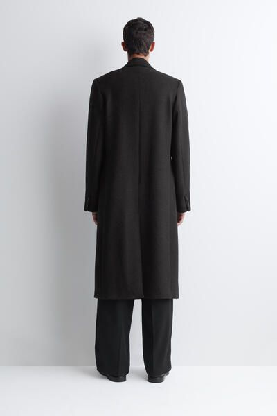 DOUBLE-BREASTED WOOL-BLEND LONG COAT - CHARCOAL MÉLANGE | COS NL
