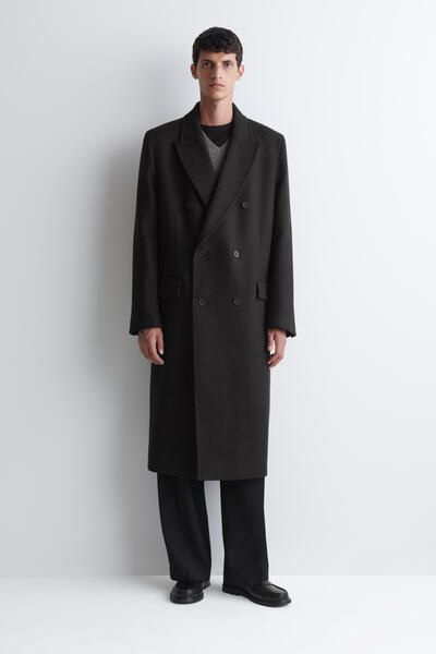 DOUBLE-BREASTED WOOL-BLEND LONG COAT - CHARCOAL MÉLANGE | COS NL